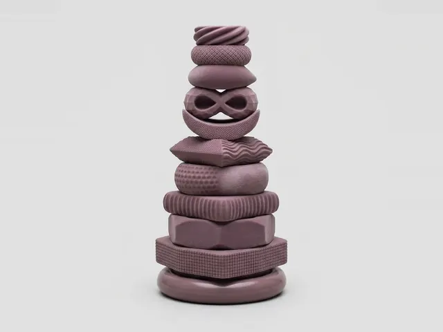 Mauve Geometric Stack Curio, 3D print design, studio view