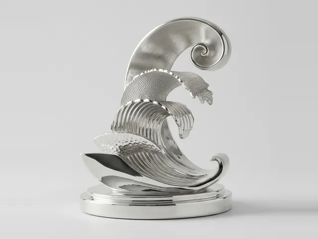 Silver Breaking Wave Curio, 3D print design, studio view