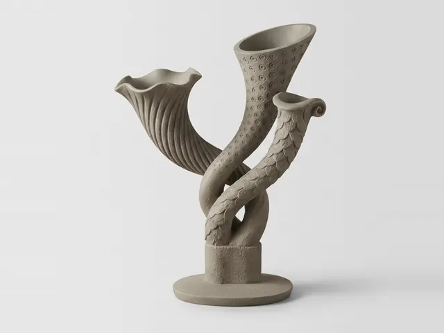 Stone Triple Horn Vase, 3D print design, studio view