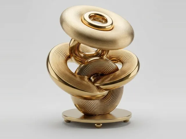 Interlocking Gold Ring Vase, 3D print design, studio view