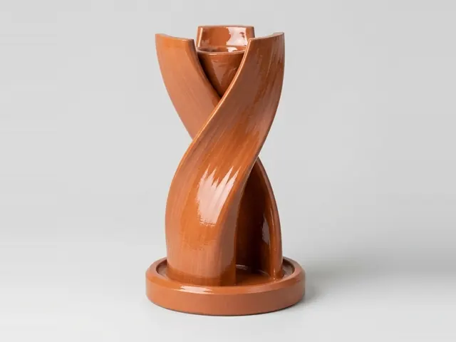 Terracotta Twist Candle Holder, 3D print design, studio view