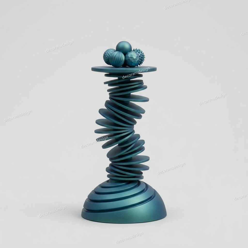 Teal Disc-Stack Curio, design file, studio view