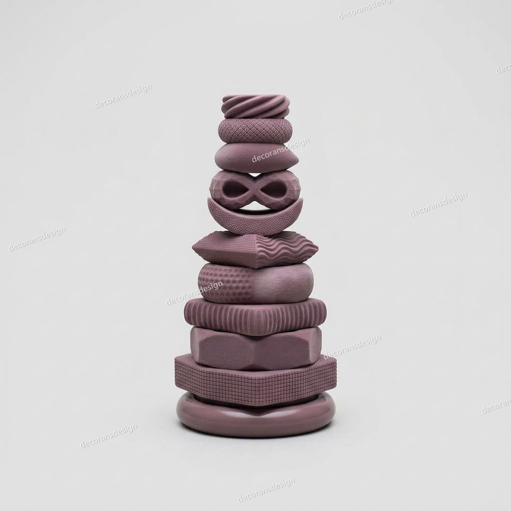 Mauve Geometric Stack Curio, design file, studio view