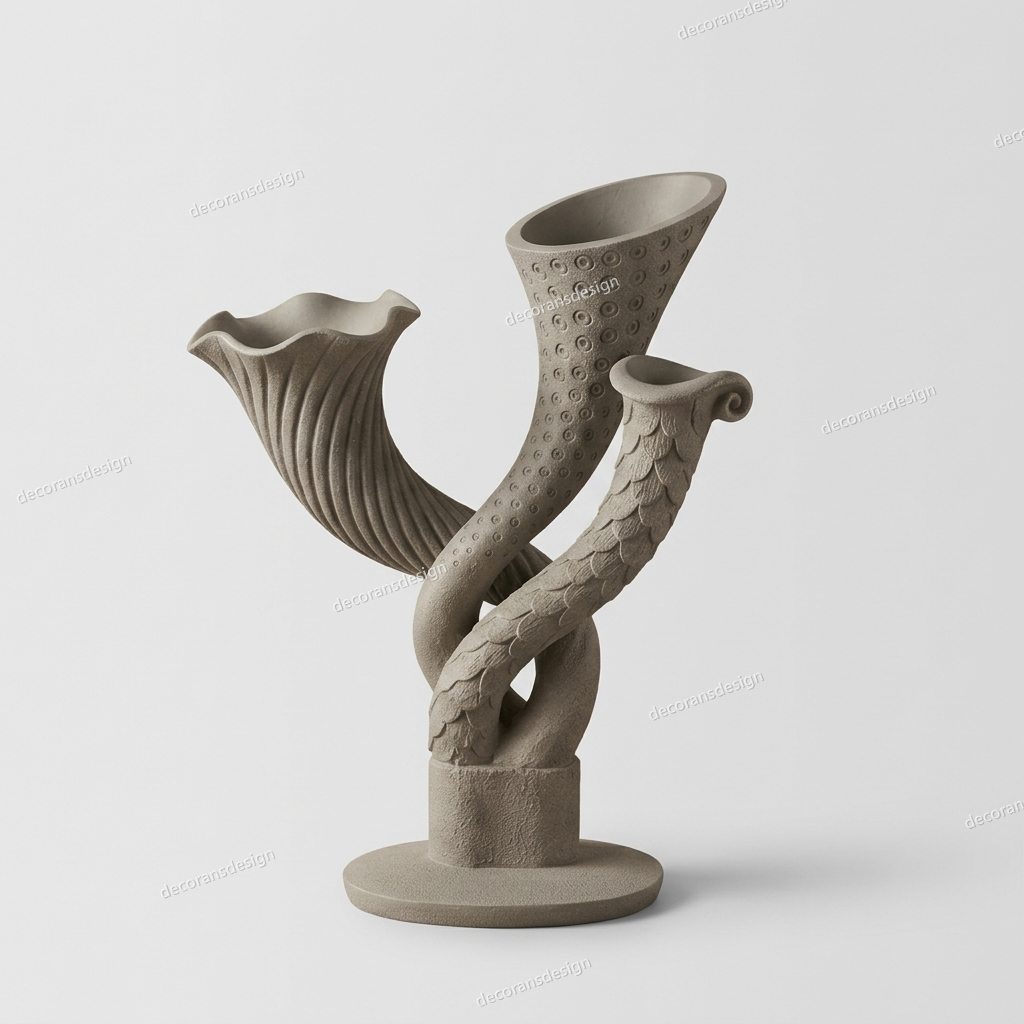 Stone Triple Horn Vase, design file, studio view