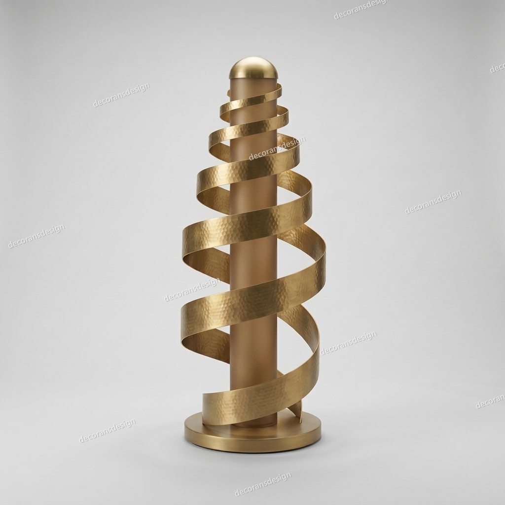 Brass Spiral Ribbon Floor Lamp, design file, studio view