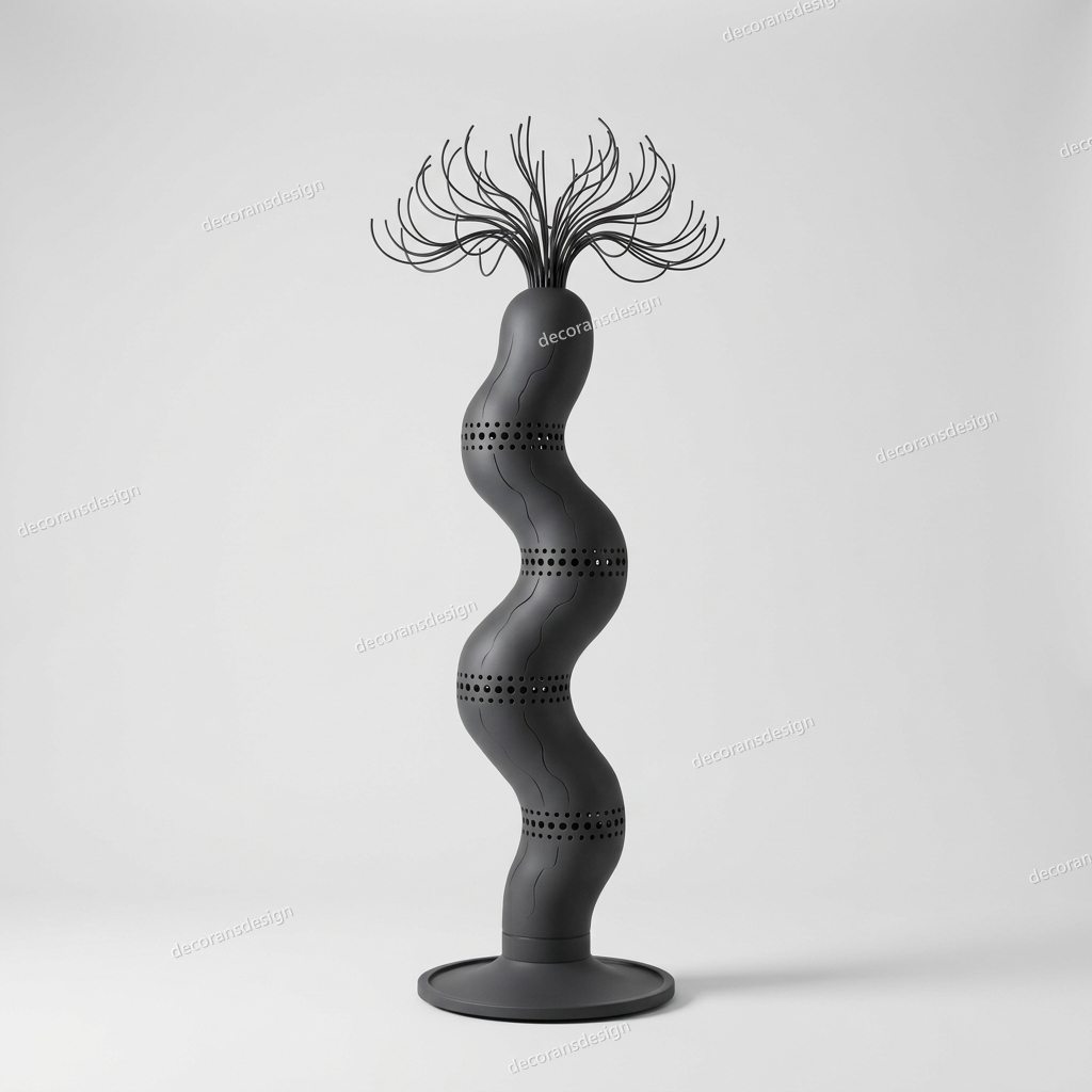 Charcoal Wave Tendril Floor Lamp, design file, studio view