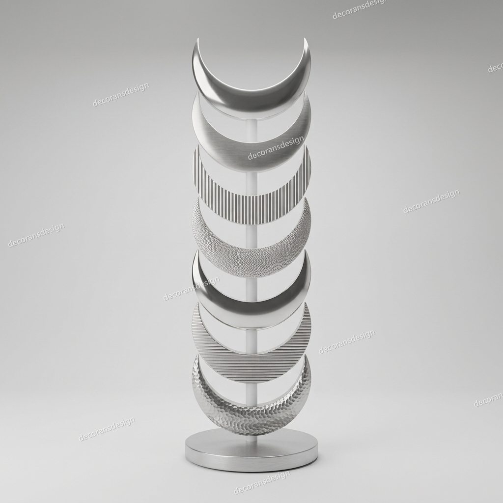 Silver Crescent Moon Floor Lamp, design file, studio view