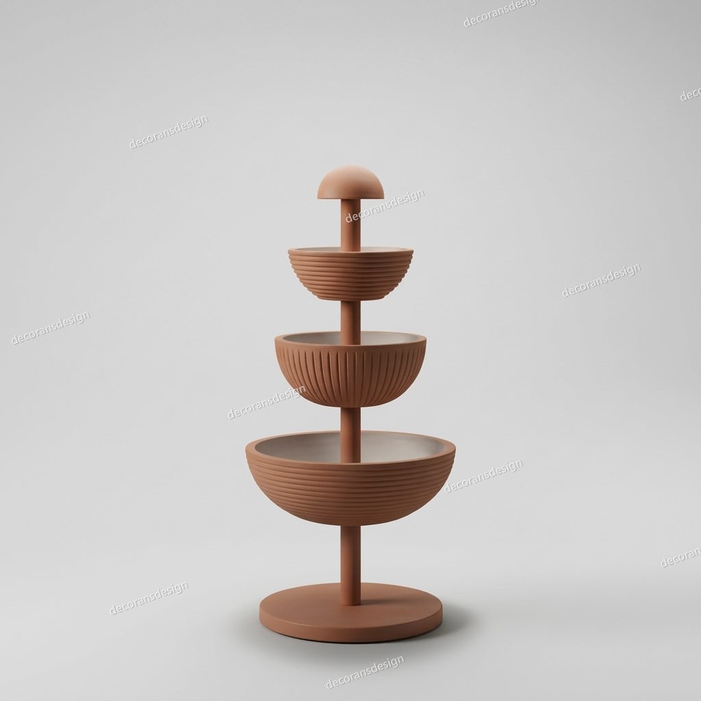 Terracotta Tiered Bowl Floor Lamp, design file, studio view