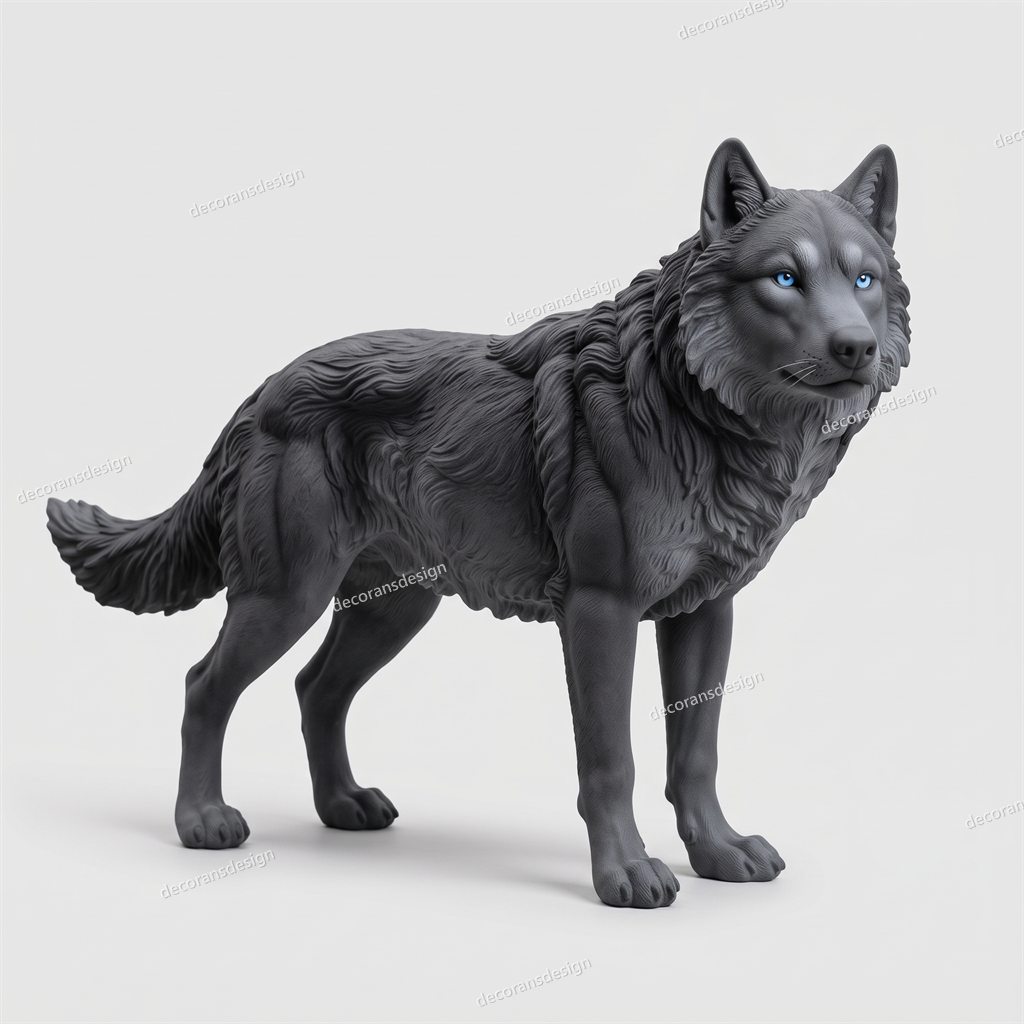 Black Wolf Figurine, design file, studio view