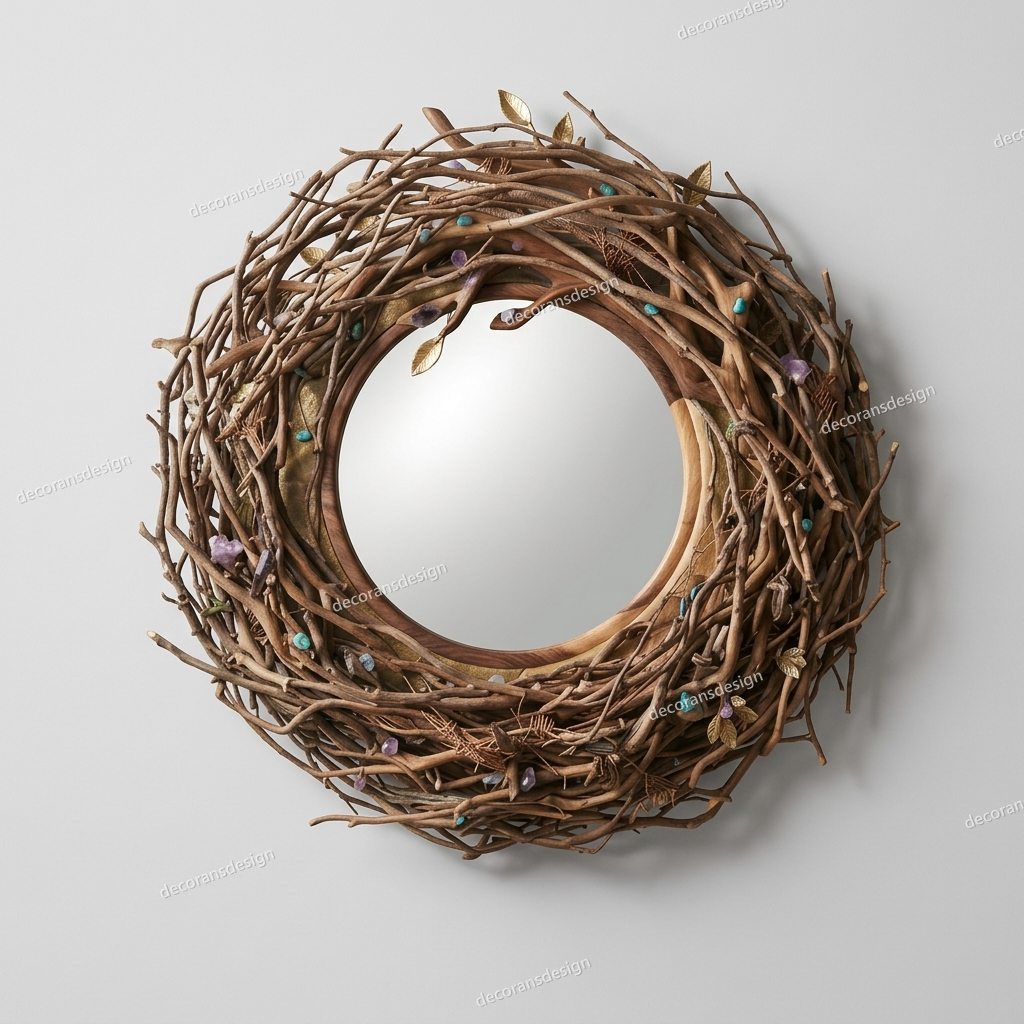 Twig Nest Round Wall Mirror, wall mirror design file, studio view
