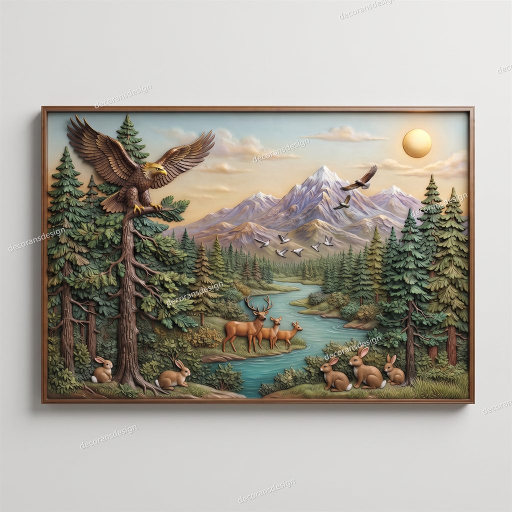 Forest Wildlife Wall Relief, design file, studio view