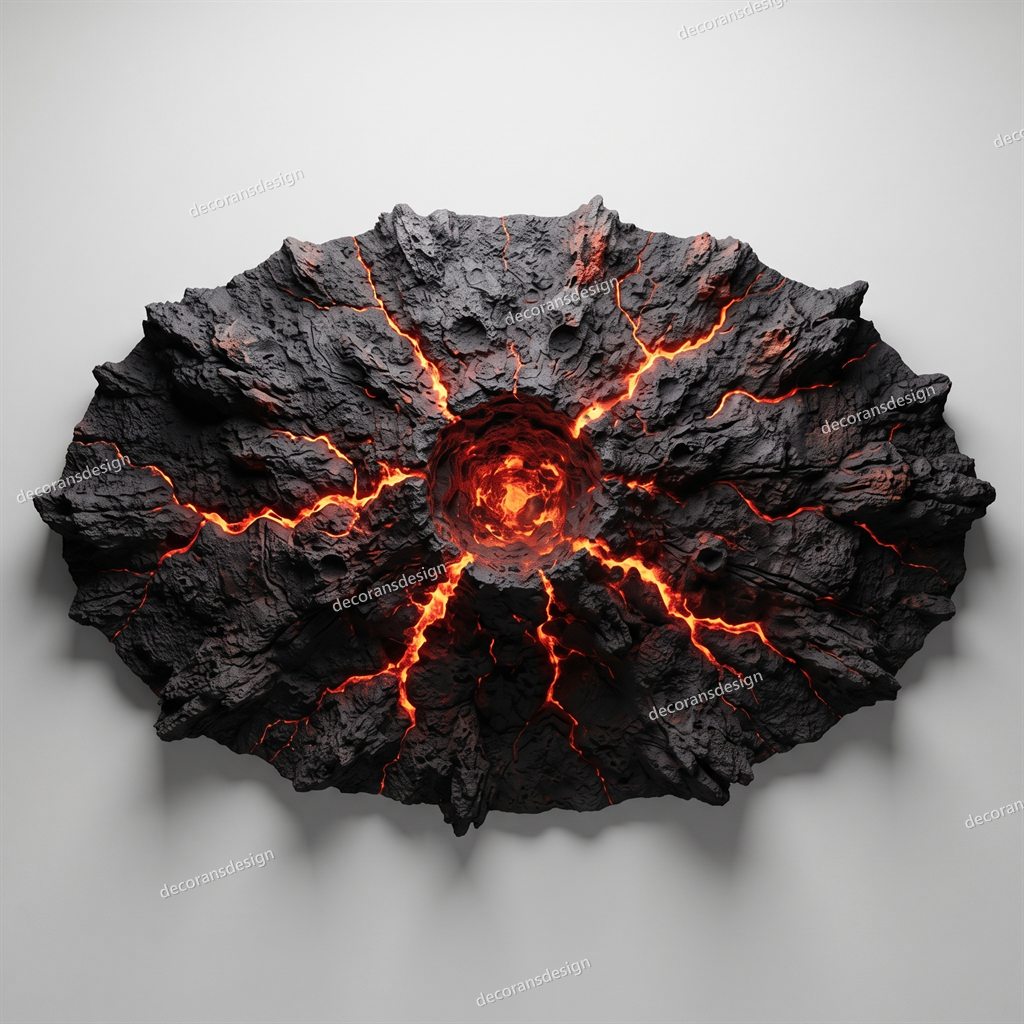 Volcanic Eruption Wall Relief, design file, studio view