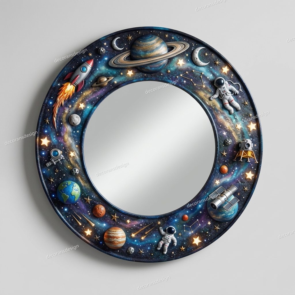 Space Explorer Round Wall Mirror, wall mirror design file, studio view