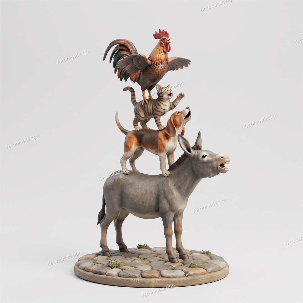 Bremen Town Musicians Figurine, design file, studio view
