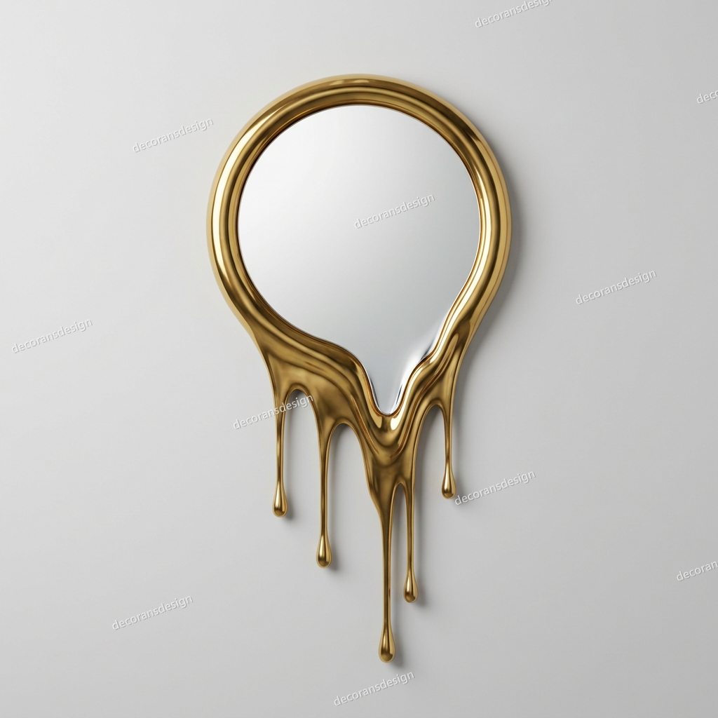 Gold Melting Drip Wall Mirror, wall mirror design file, studio view