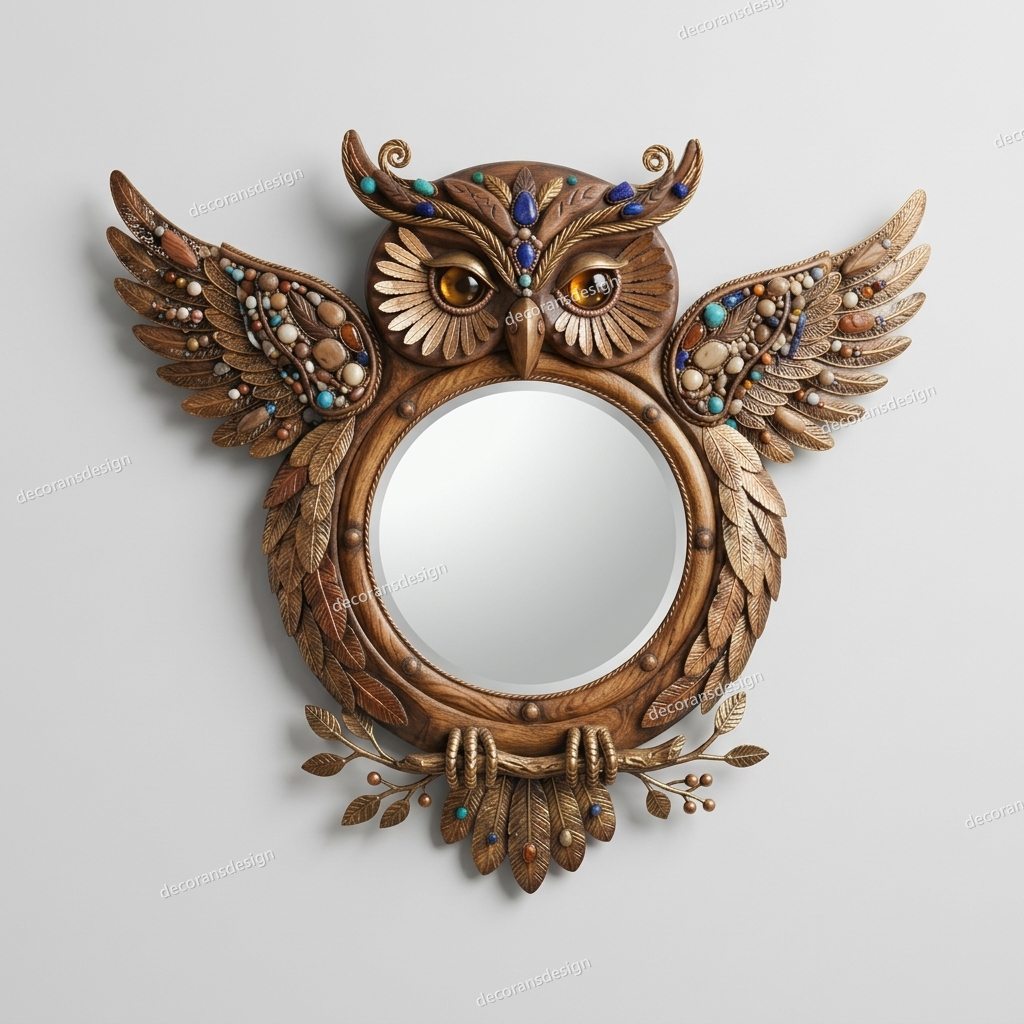 Wise Owl Wall Mirror, wall mirror design file, studio view