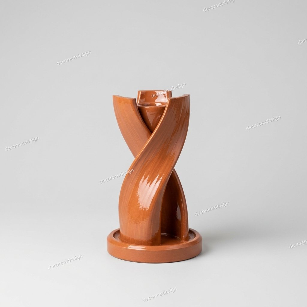 Terracotta Twist Candle Holder, design file, studio view