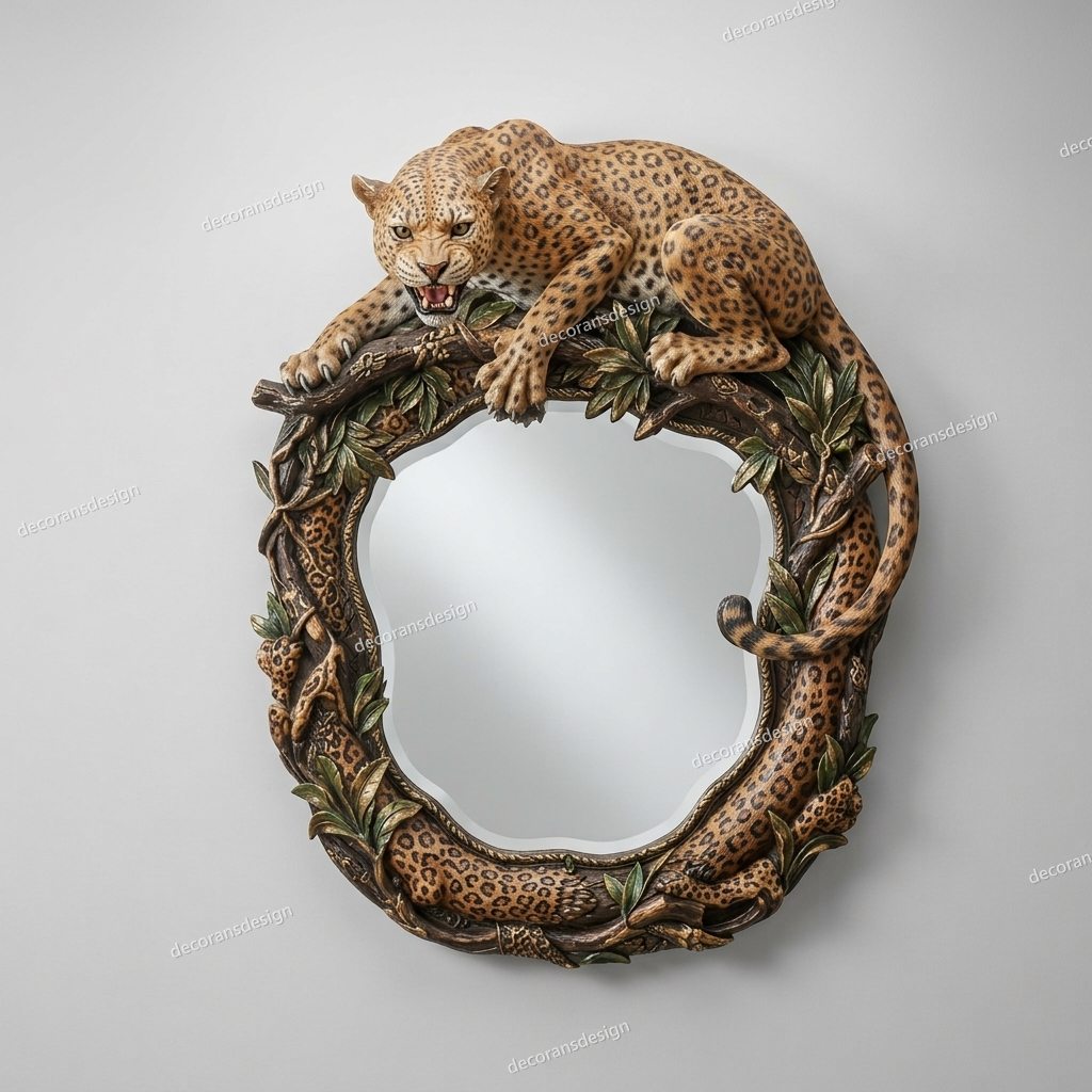 Leopard Jungle Wall Mirror, wall mirror design file, studio view