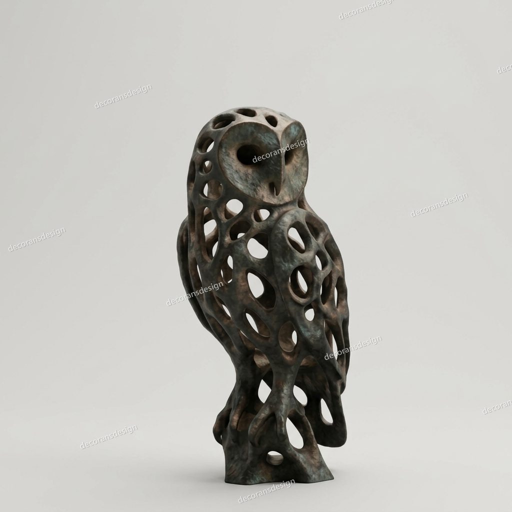 Bronze Openwork Owl Curio, design file, studio view