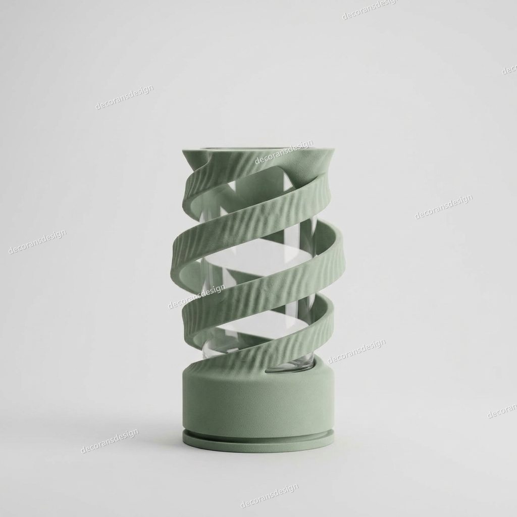 Sage Spiral Glass-Insert Vase, design file, studio view