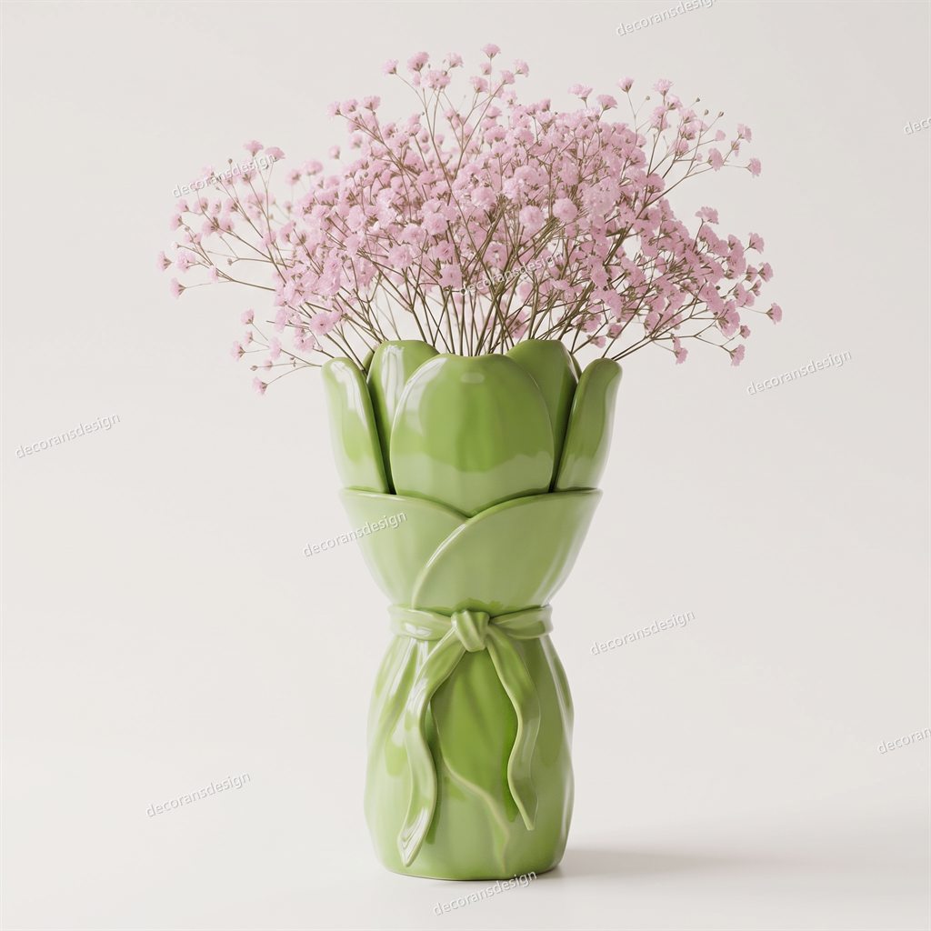 Green Tulip Bouquet Vase, design file, studio view