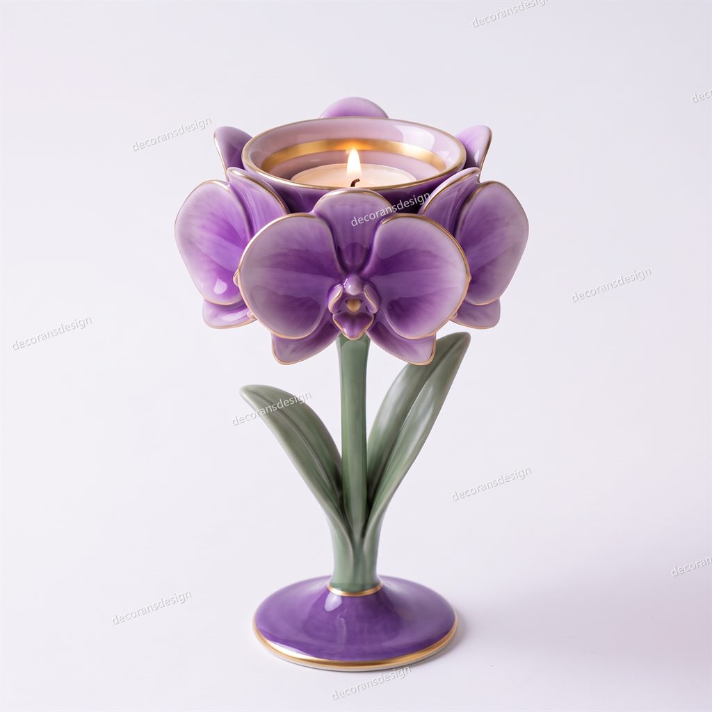 Violet Orchid Candle Holder, design file, studio view